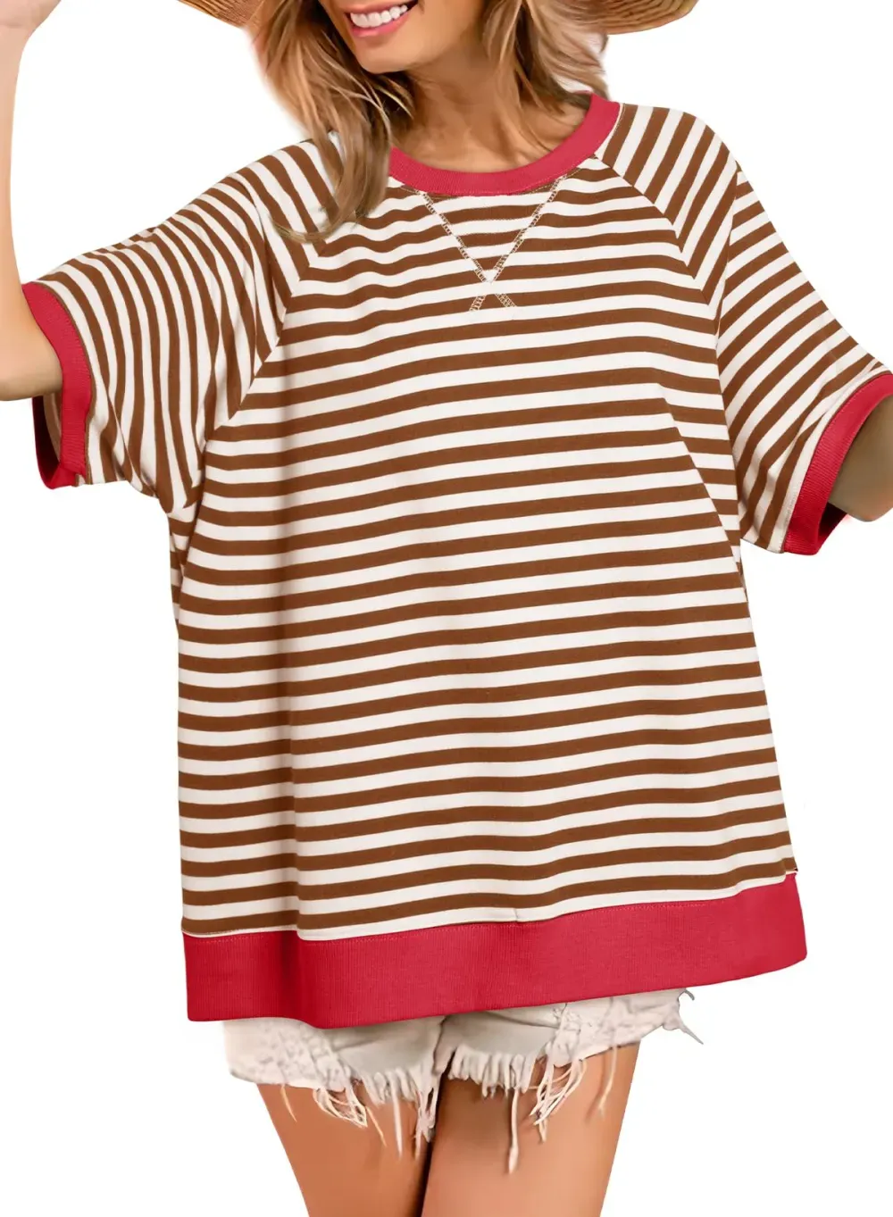 ✨Women's Oversized Striped Color Block Casual T-Shirt
