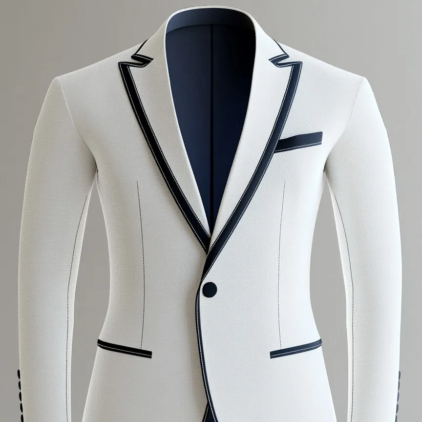 Men's Business Contrast Binding Lapel Collar One Button Long Sleeve Blazer