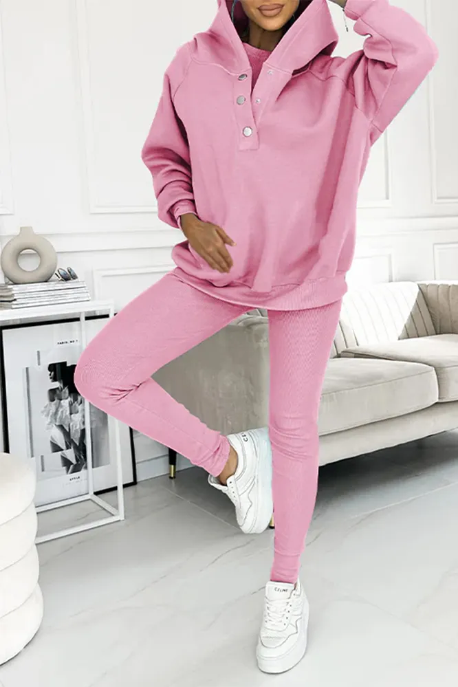 Women's casual fashion vest & hooded sweatshirt and slim pants three-piece set