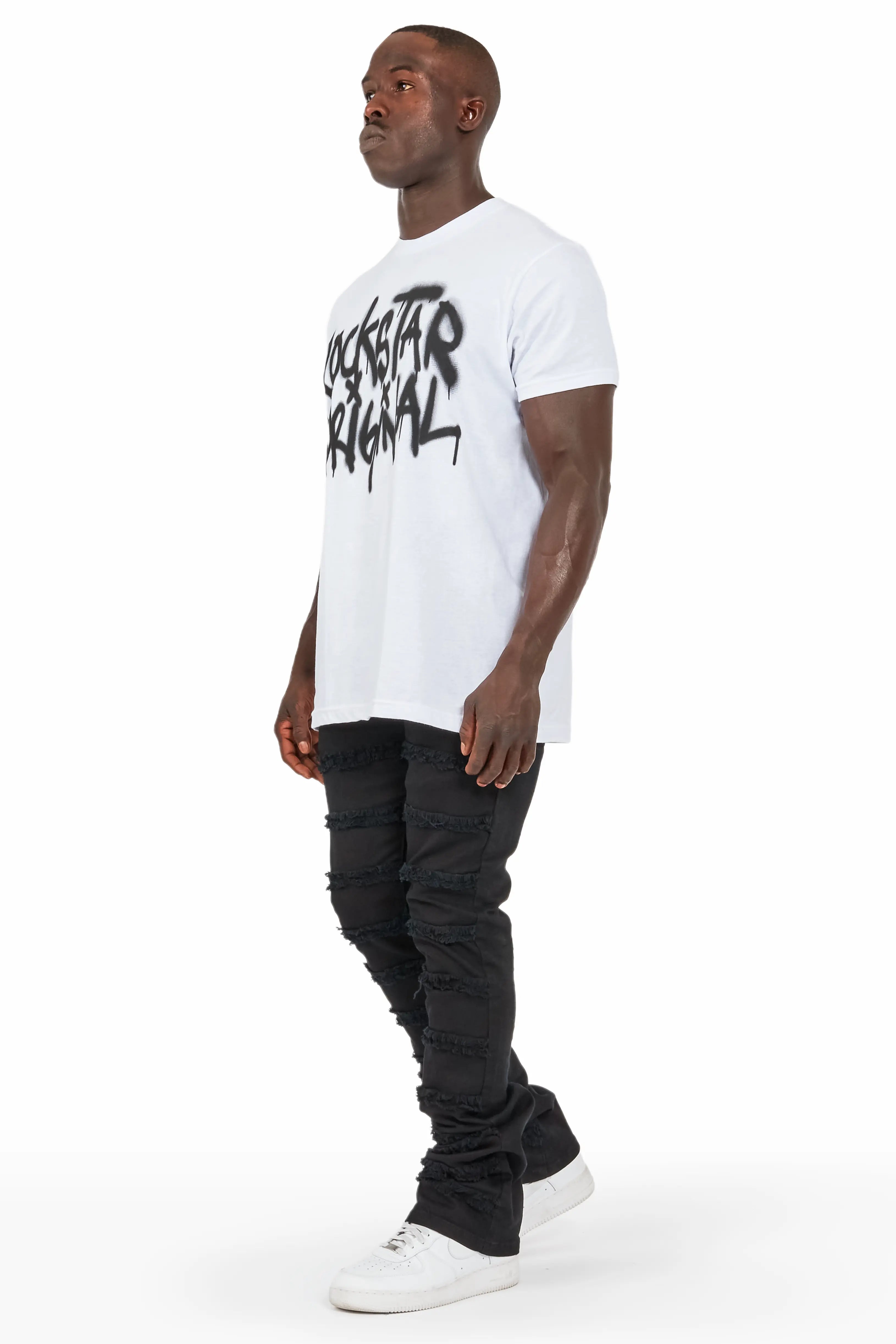 Niklaus Jet Black Stacked FLare Jean