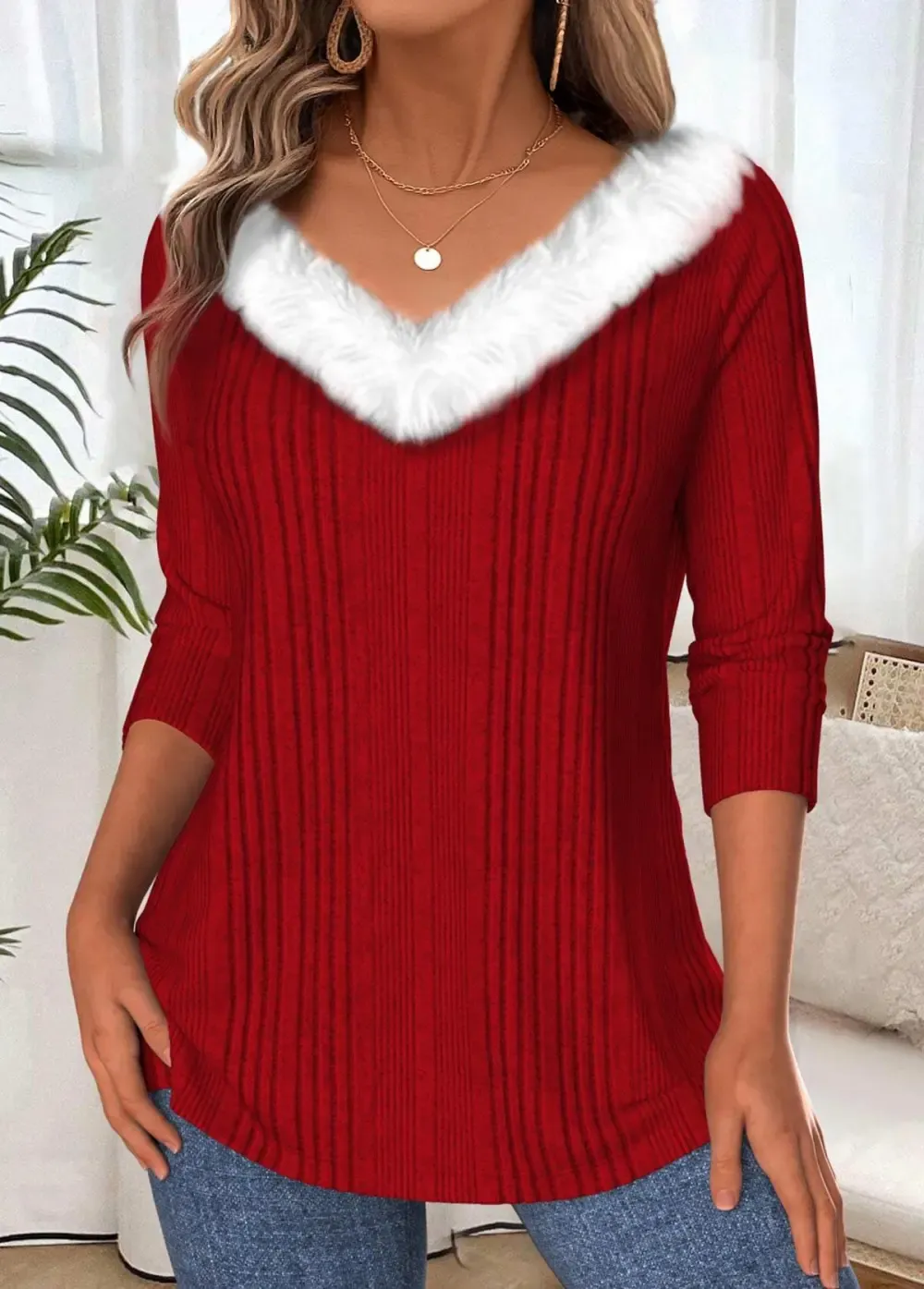 Wine Red Tummy Coverage Long Sleeve T Shirt