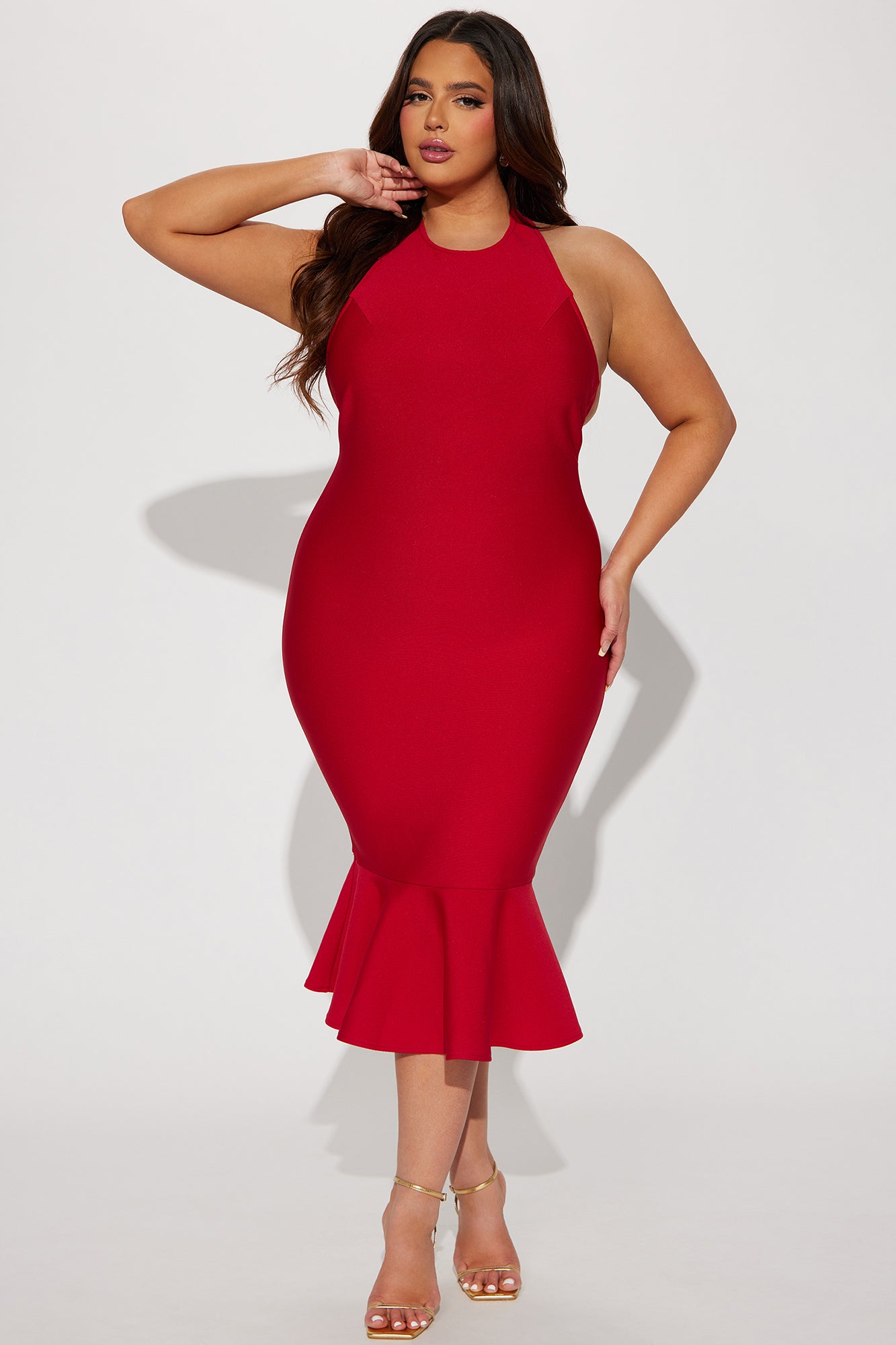 Luna Bandage Midi Dress - Red