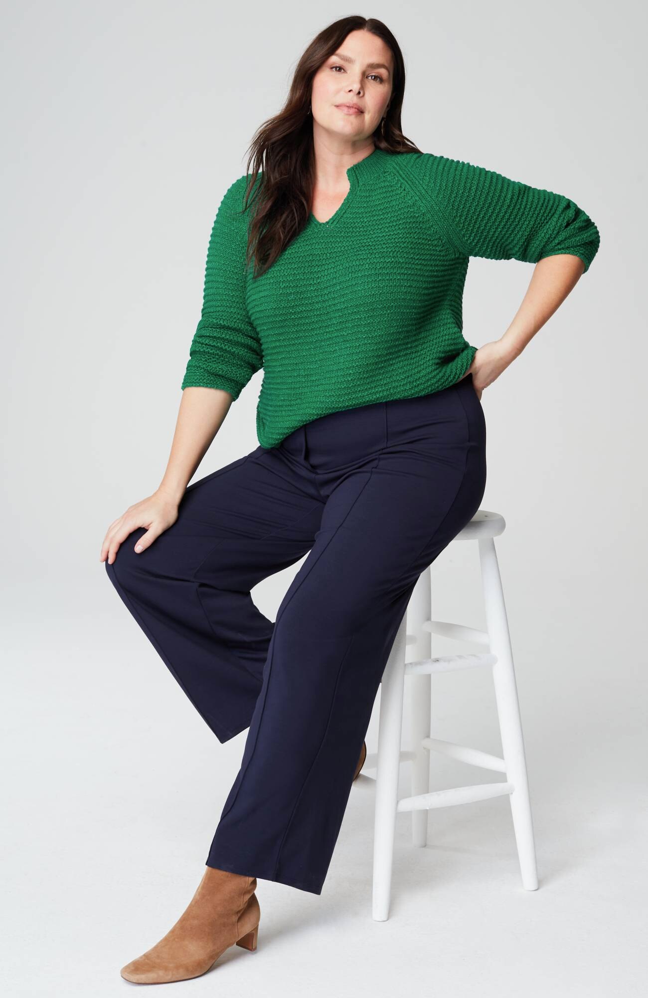 wearever textured split-neck sweater