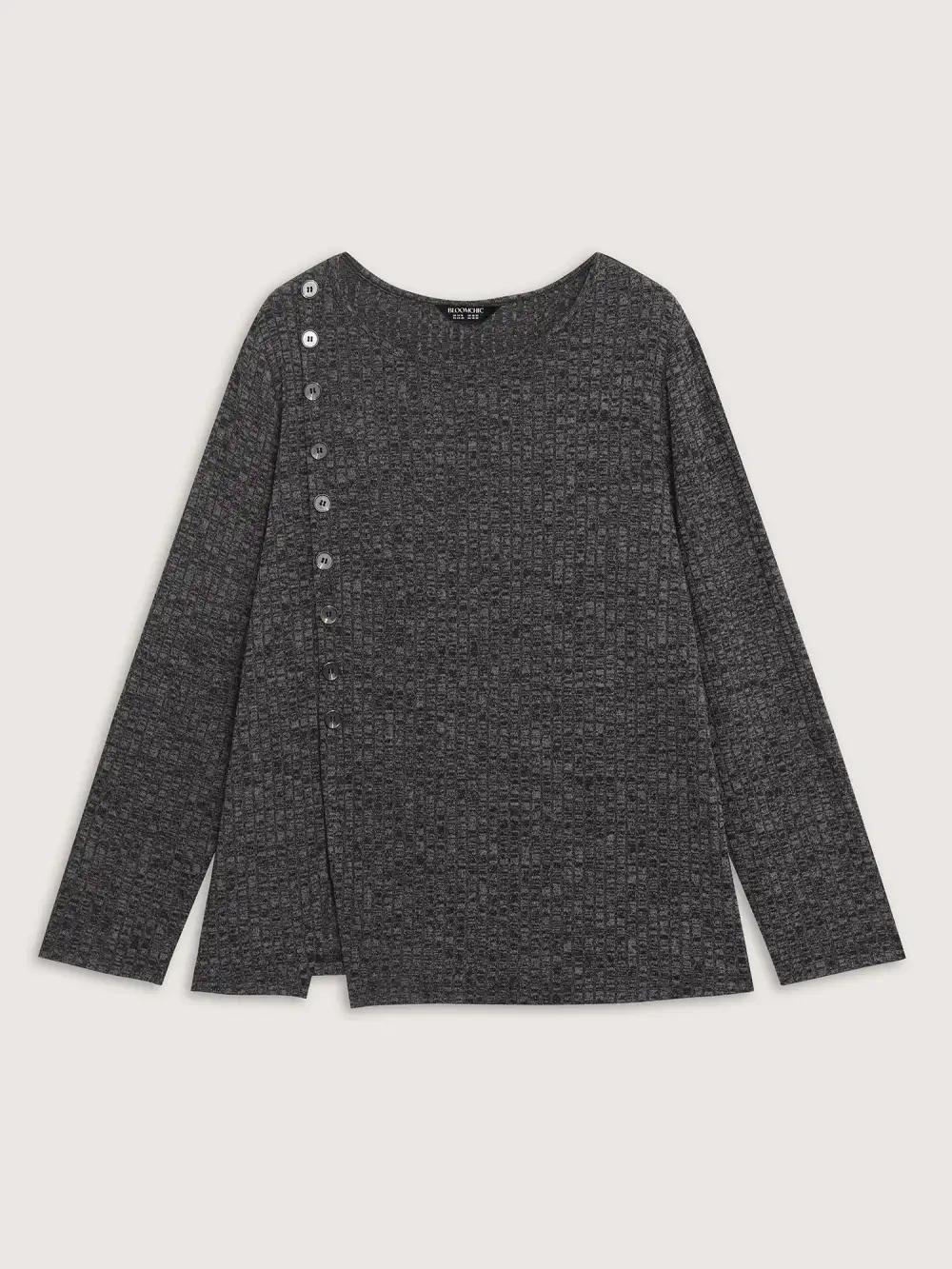 Stretchy Side Button Detail Slit T-Shirt