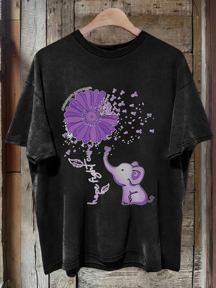 Men'S Alzheimer'S Awareness Letter Pattern Printed T-Shirt