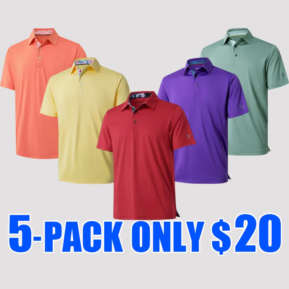 Mens Polo Shirts Short Casual Dry Fit Performance Designed Collared Golf Polo Shirts for Men Plus Size Men's Tops