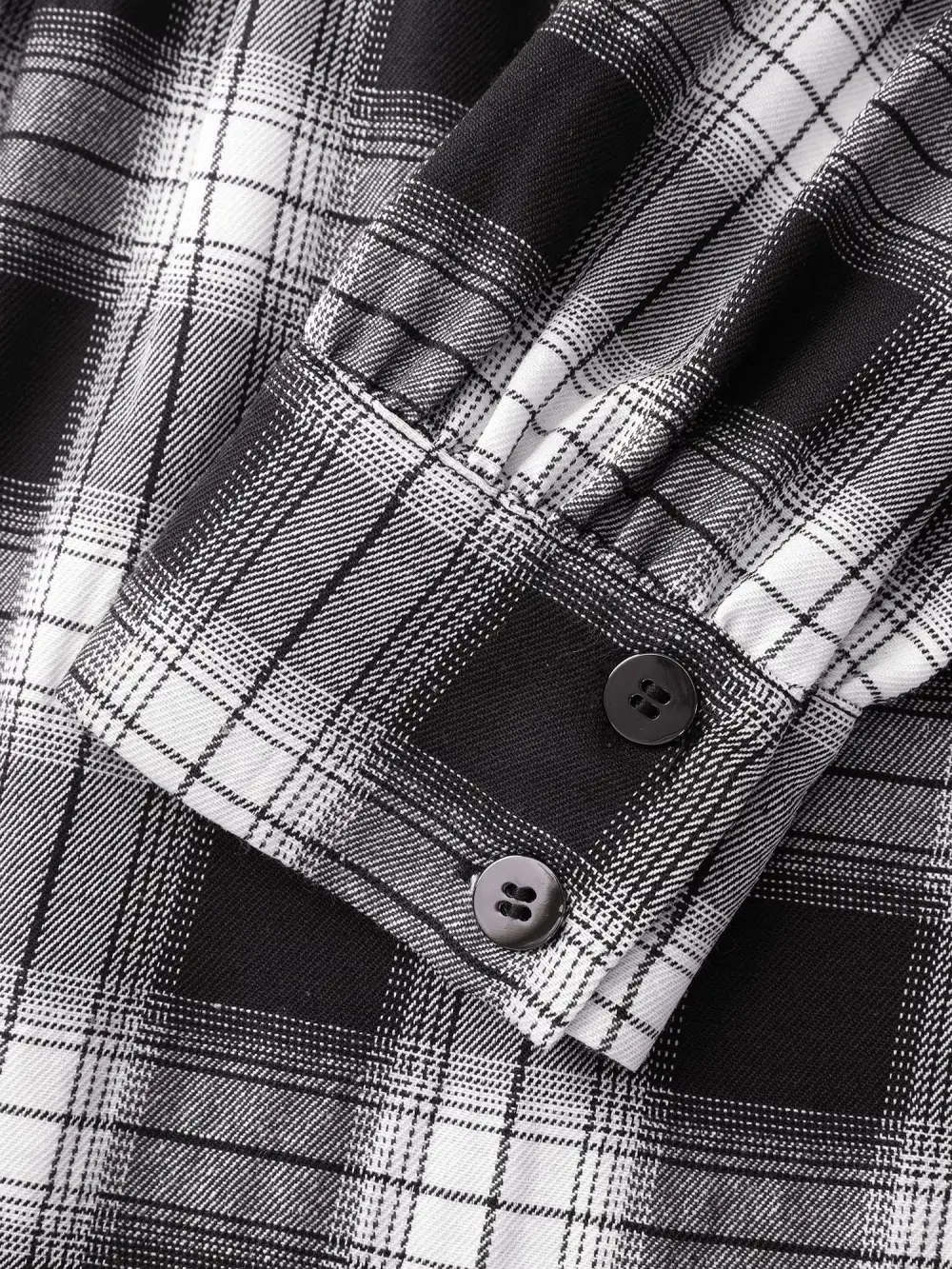 Checkered Faux-Layered Button Detail Blouse