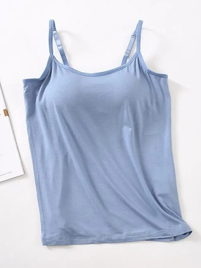 Women's Tank Top Plain Black White Pink Sleeveless Casual Basic U Neck Regular Fit