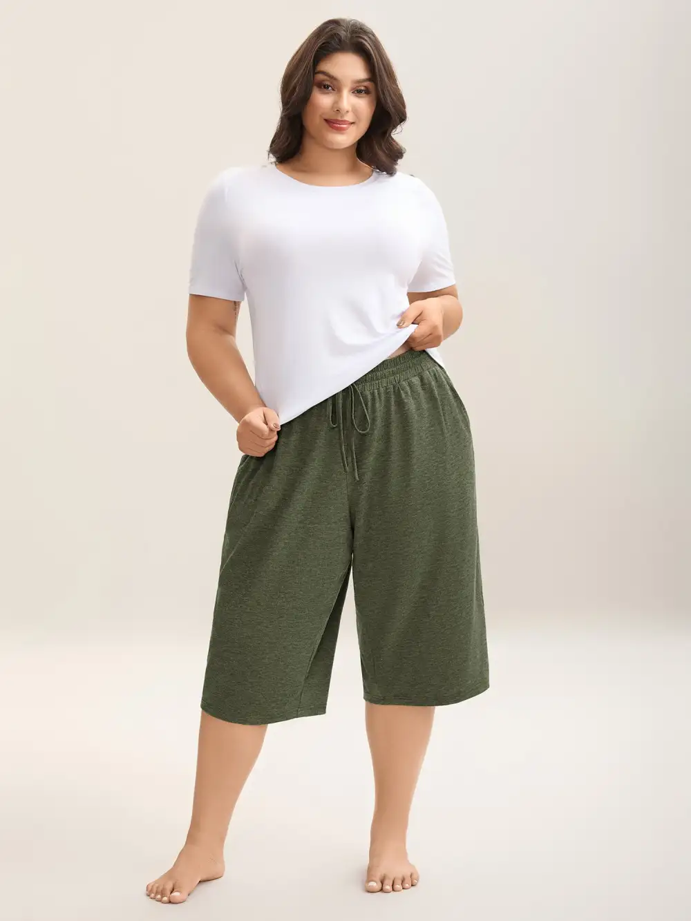 Mixed Color Knit Drawstring Loungewear Bottoms