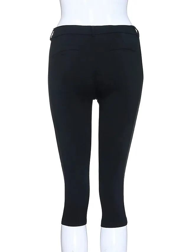 Women's Basic Essential Capri shorts Slacks Classic Capris Pants Office / Career Dailywear Micro-elastic Solid Colored Mid Waist Slim Green White Black Blue Khaki S M L XL XXL