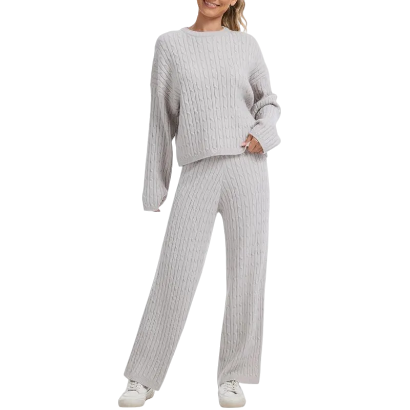 Women's chunky knit sweater casual two-piece set