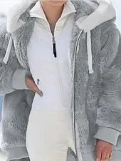 Women's Fleece Jacket Casual Jacket Hoodie Jacket Comfortable Breathable Zipper Pocket Casual Solid Color Vacation Street Casual Daily Wear Zipper Regular Hooded Regular Fit Long Sleeve Outerwear