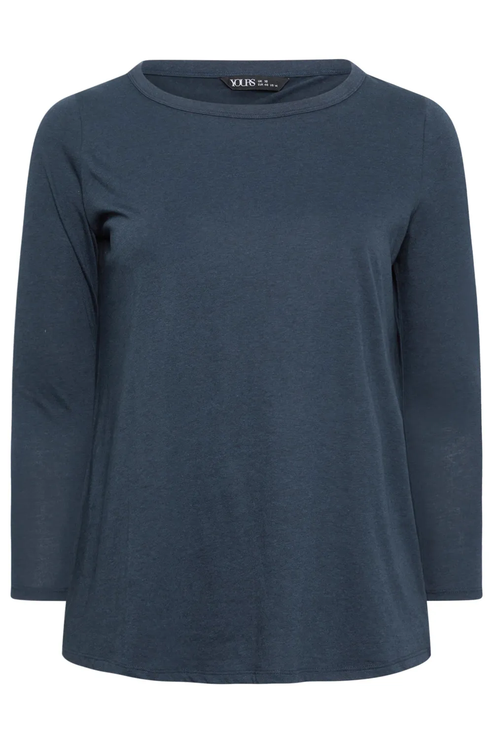 YOURS Curve Black Cotton Long Sleeve T-Shirt