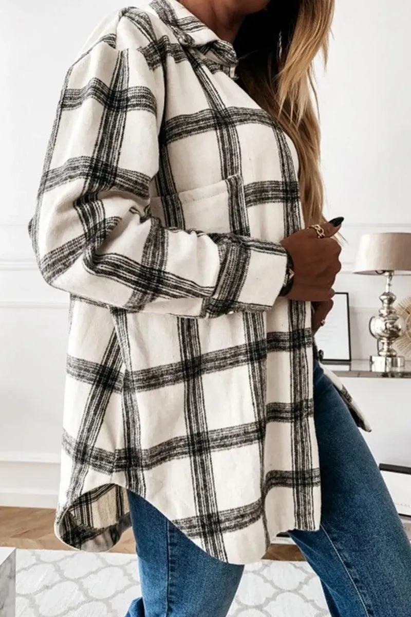 LOOSE FIT PLAID BIG BUTTONED JACKET