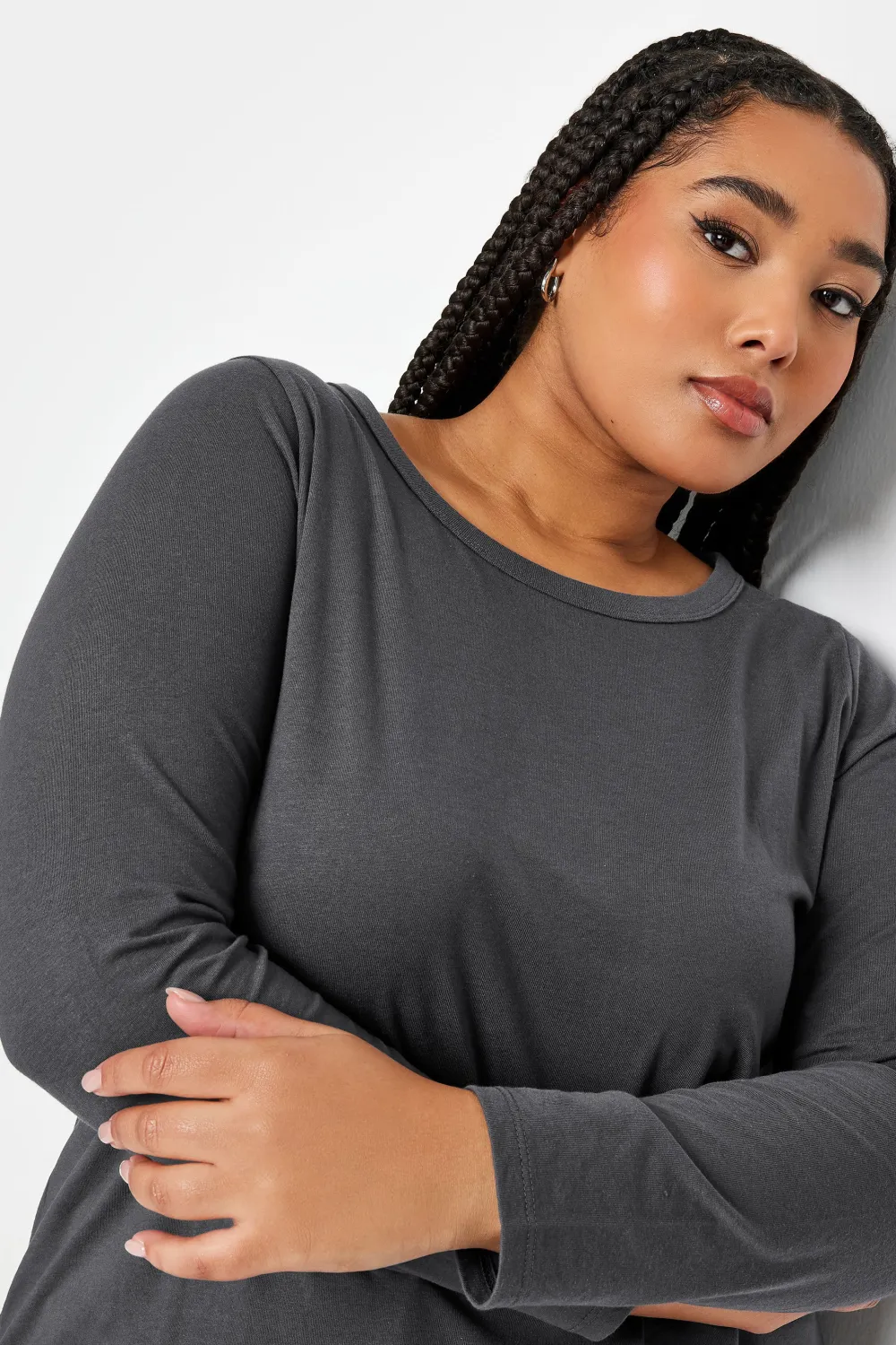 YOURS Curve Black Cotton Long Sleeve T-Shirt