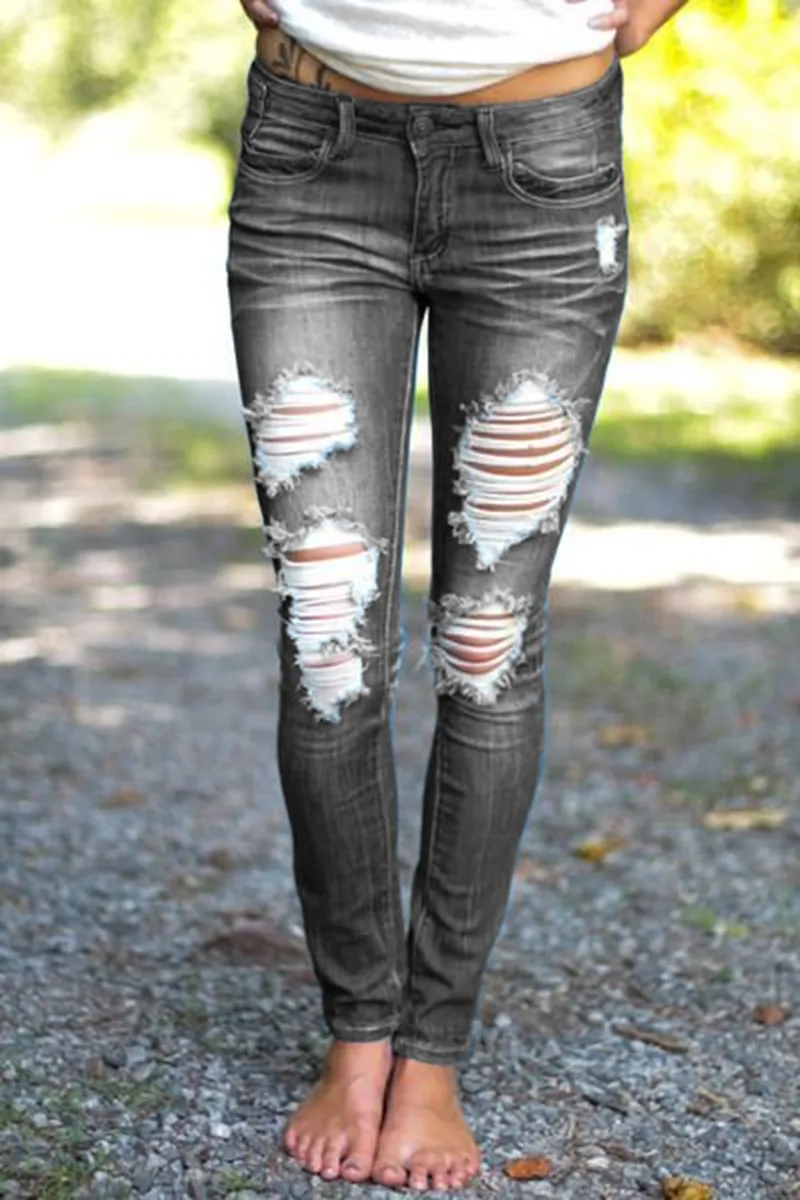 Distressed Low Rise Skinny Jeans