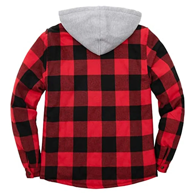 Mens British Style Plaid Thick Hoodie Jacket
