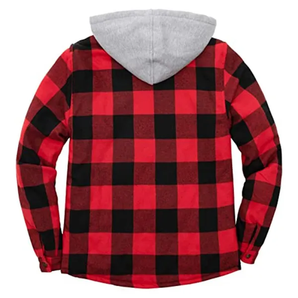 Mens British Style Plaid Thick Hoodie Jacket