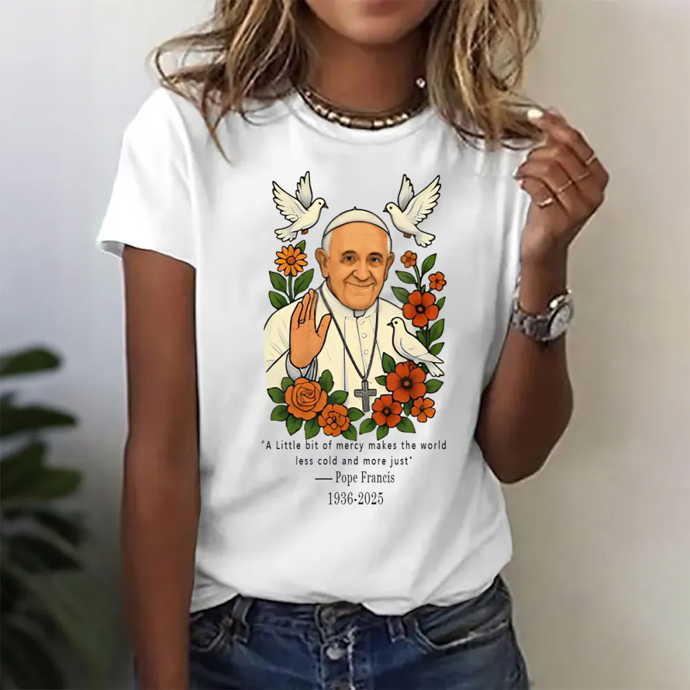 Women's A Little Bit Of Mercy Makes The World Less Cold And More Just 1936-2025 Print Short Sleeve Round Neck Cotton T-Shirt