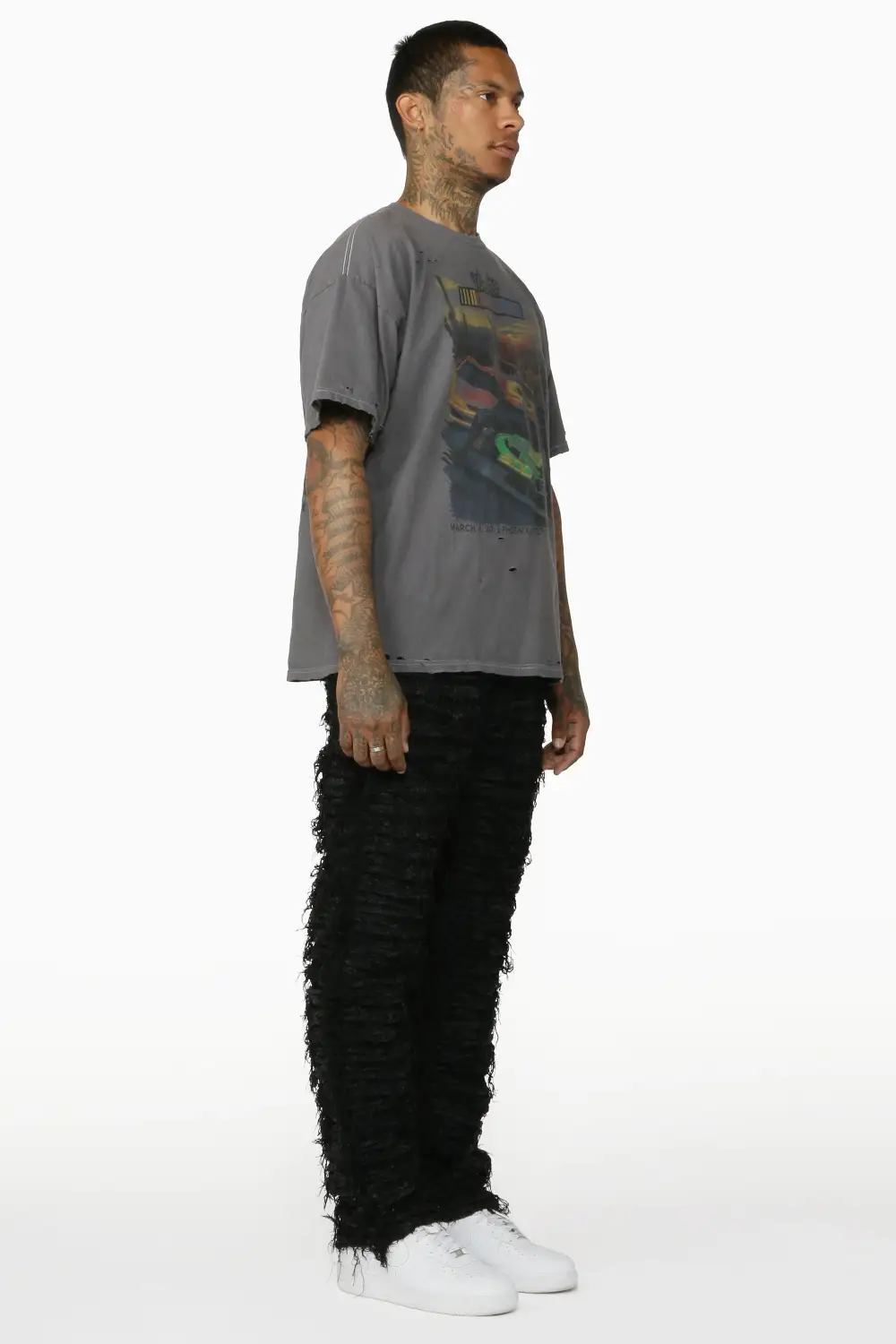 Baelor Jet Black Stacked Flare Jean