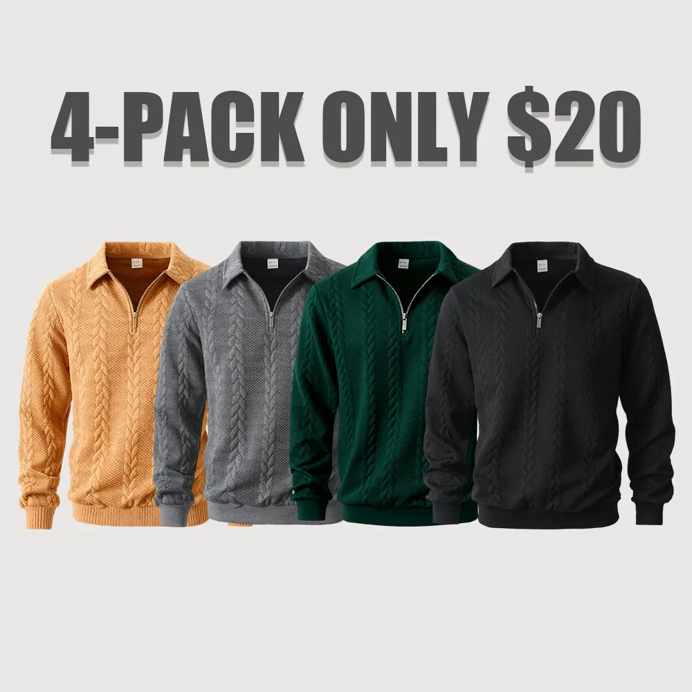 Men's Fall Winter Knitted Polo Neck Sweatshirt