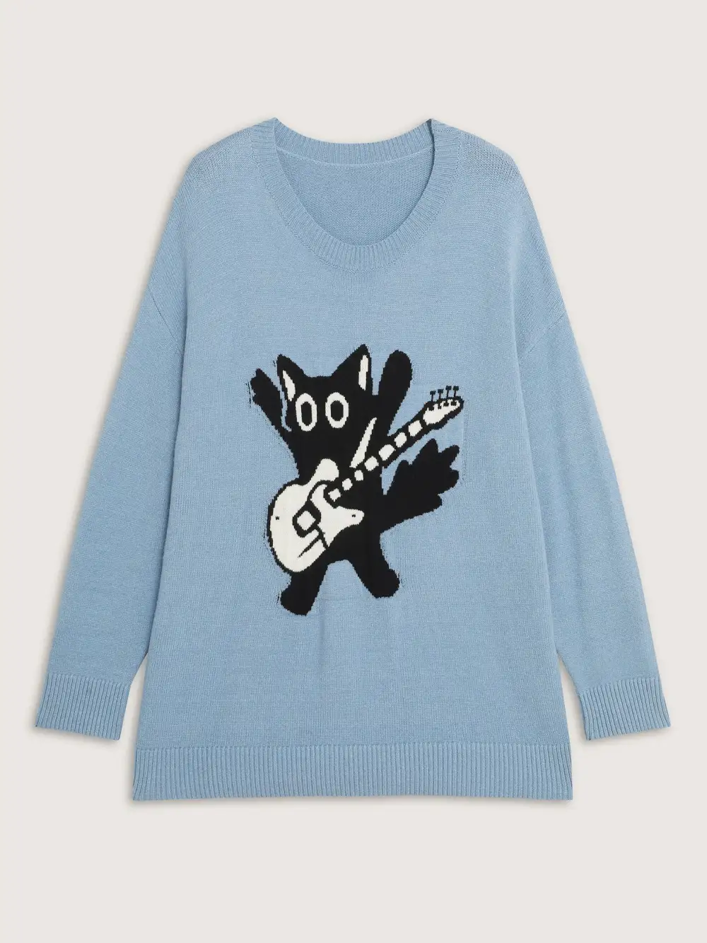 Cat Pattern Jacquard Pullover