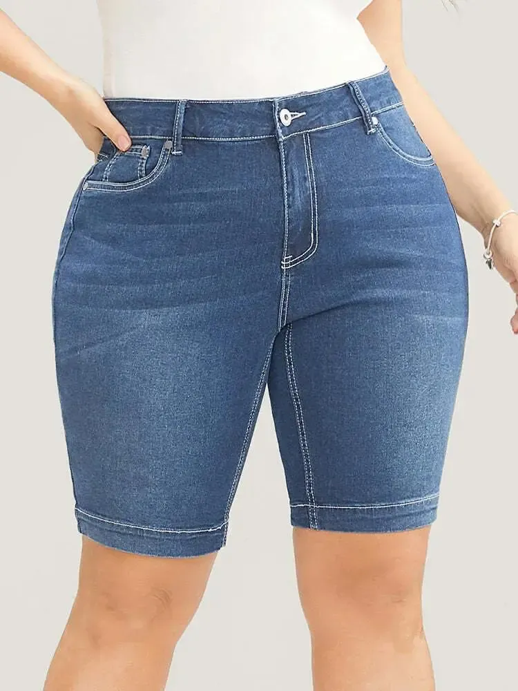 4 Pack Very Stretchy High Rise Dark Wash Denim Shorts