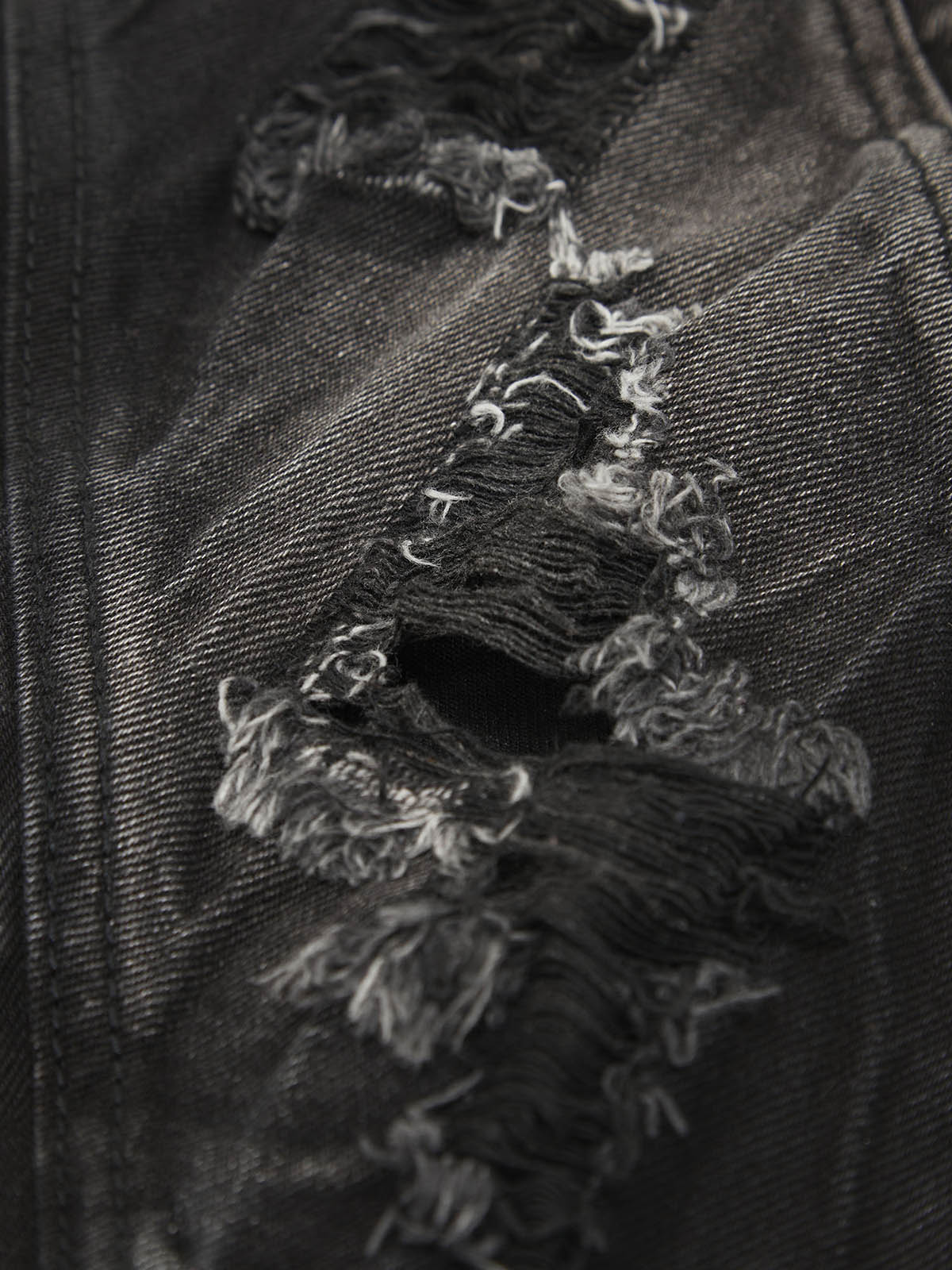 Heavy Washed Ripped Plaid Stitching Hip-Hop Jeans - 2174
