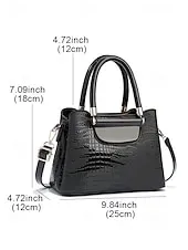 Elegant Croc-Embossed Faux Leather Handbag – Stylish Top Handle Purse with Detachable Shoulder Strap, Luxury Tote Bag for Women, Perfect for Work, Parties & Formal Events Black Pink Red
