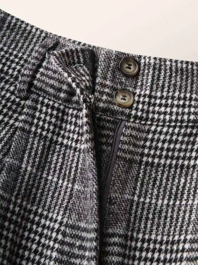 Vintage Loose Checkered Wide Leg Pants