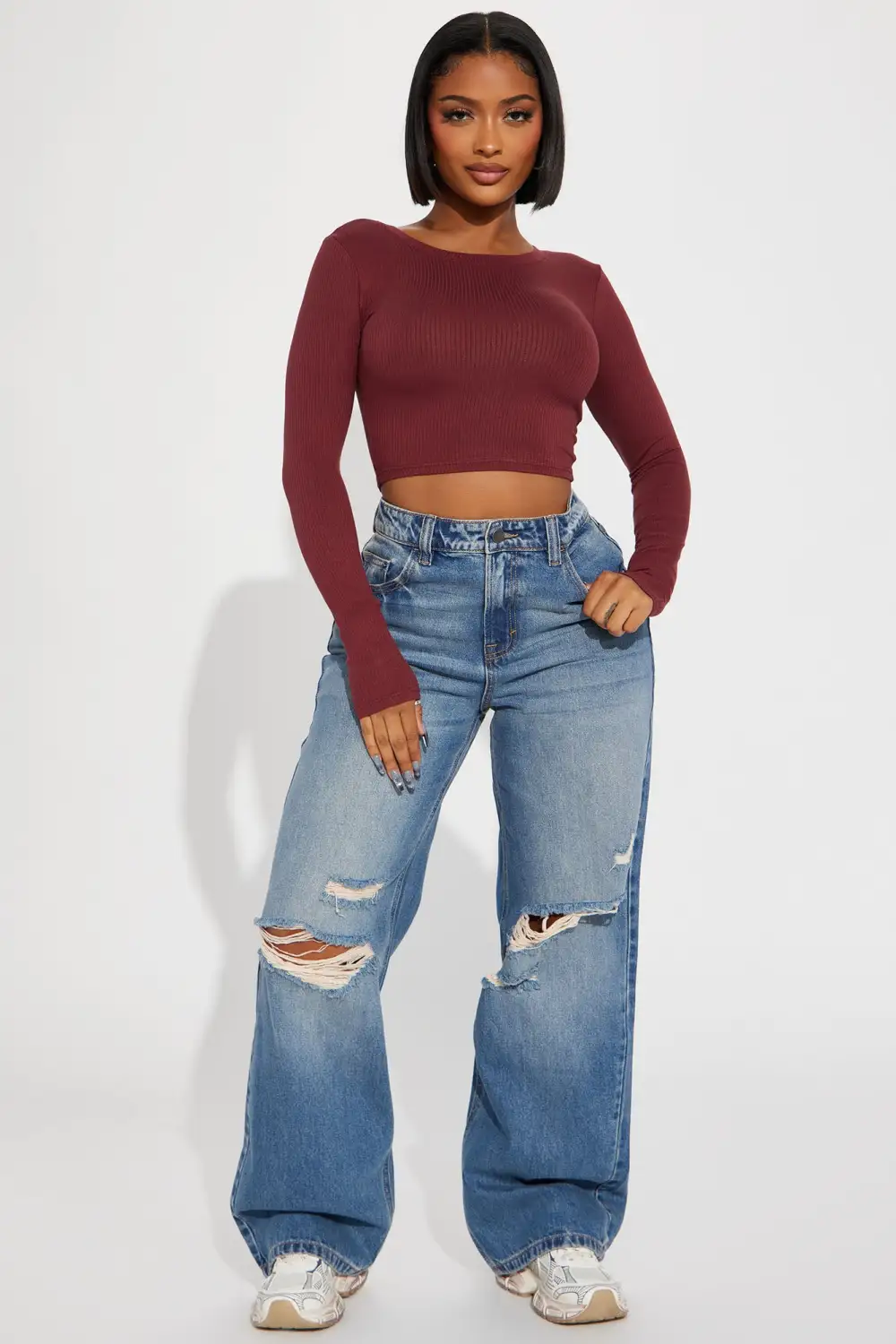 My Everyday Ribbed Tee - Wine