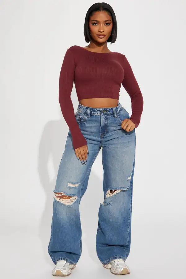 My Everyday Ribbed Tee - Wine