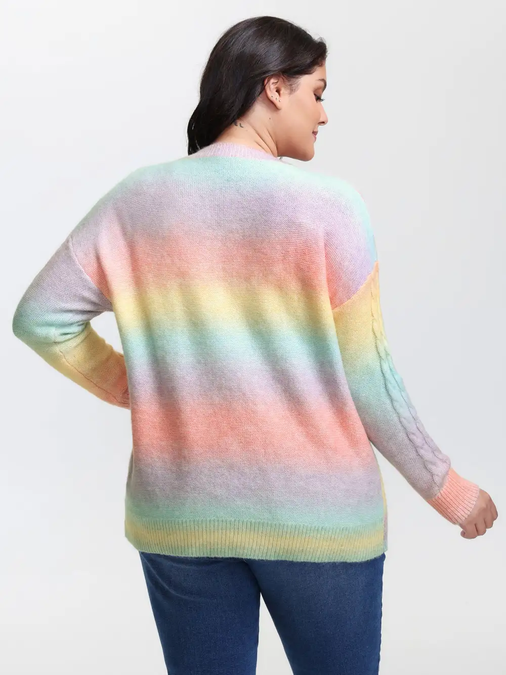 Twisted Texture Color Gradient Pullover