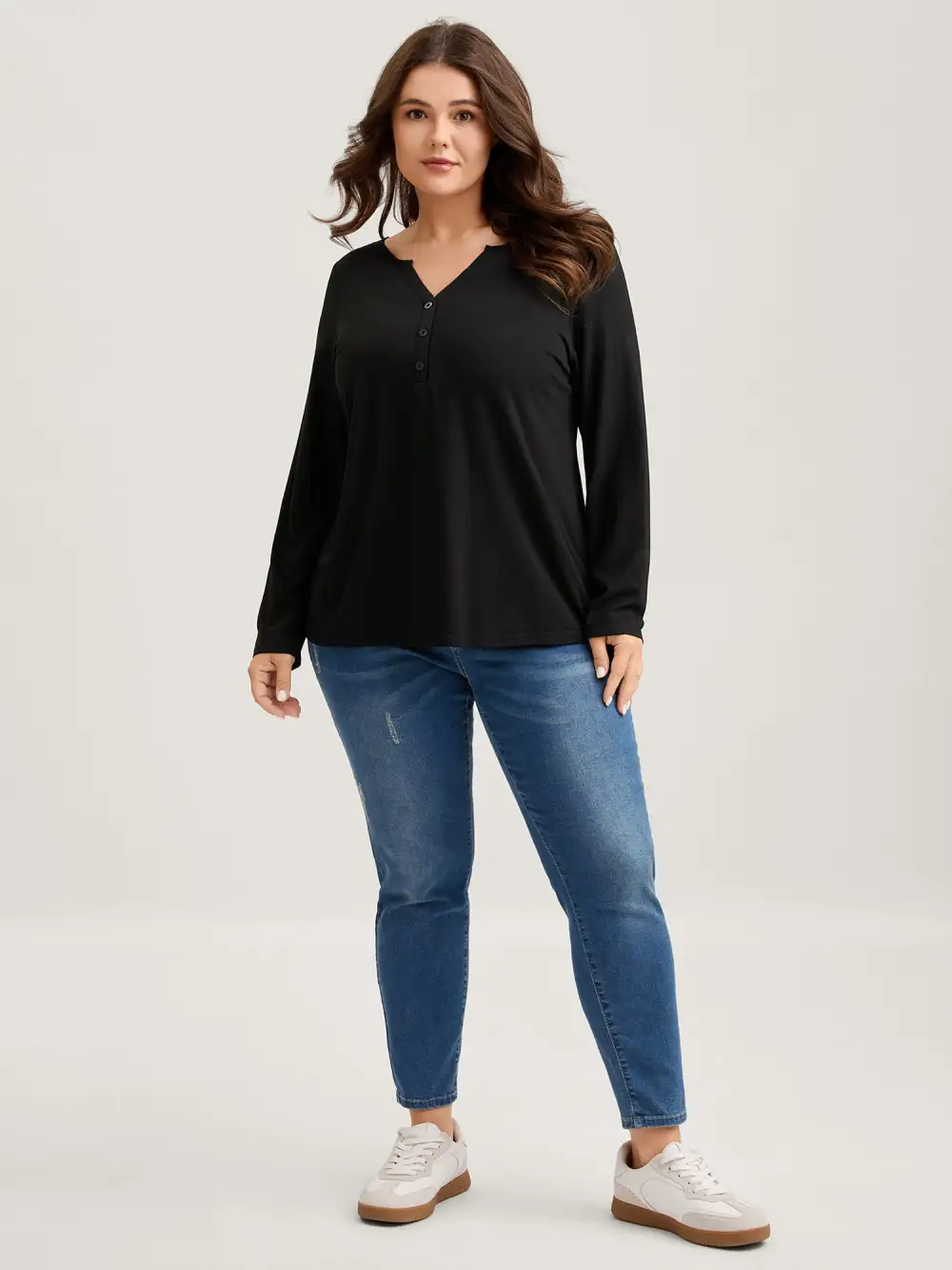 Supersoft Button Placket Solid T-Shirt
