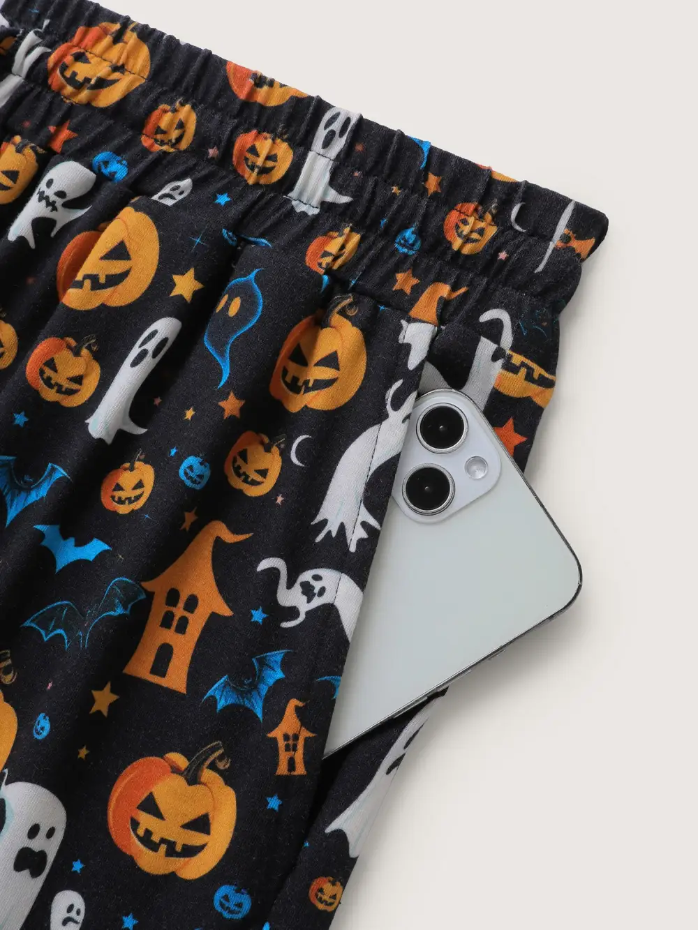 Halloween Spiced Print Waist-Tie Lounge Pants