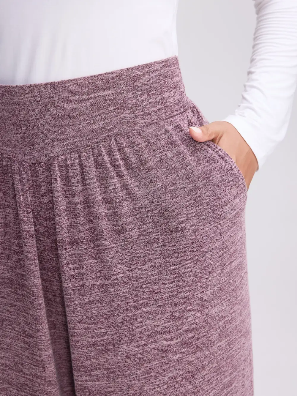 Color-Mix Knit Wide Waistband Pants