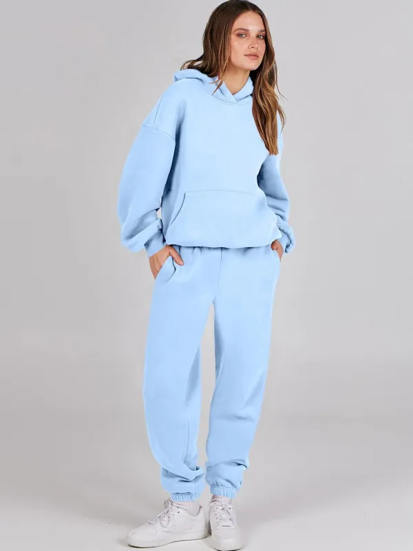(Clearance Sale $1.99⚡) 2024 Women's Fall Oversized Casual Hoodie Two Piece Sweatshirt Jogging Pants Sweatshirt Set