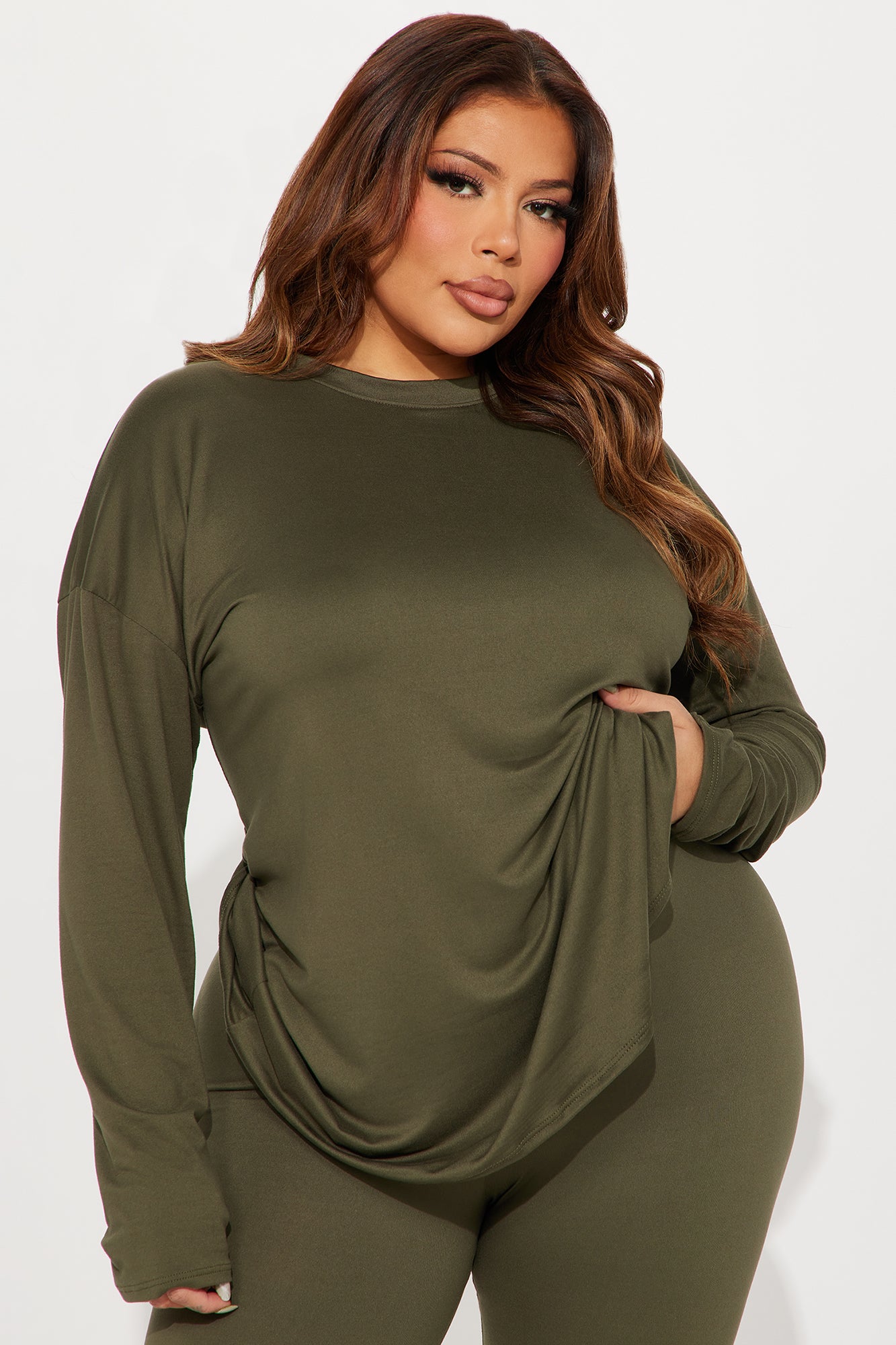 Weekend Vibes Long Sleeve Set - Olive