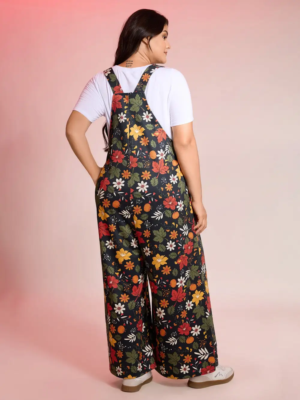Retro Fall Print Relaxed Fit Jumpsuit
