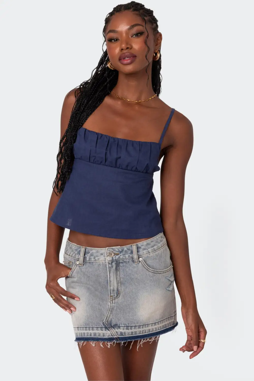 Linen Look Open Back Top