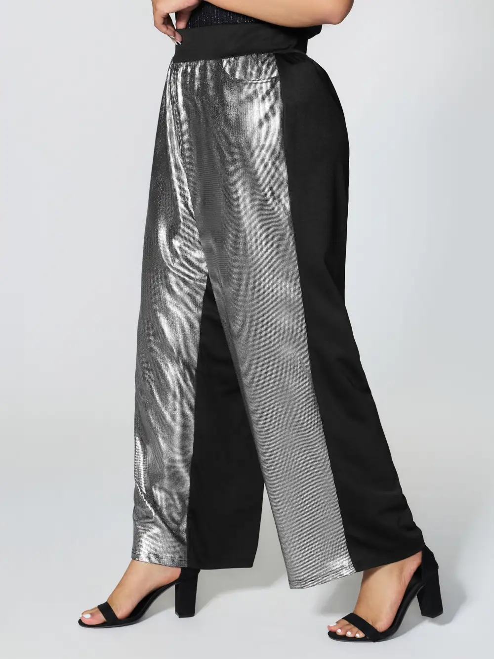 Sequin Stretchy Color Contrast Pants