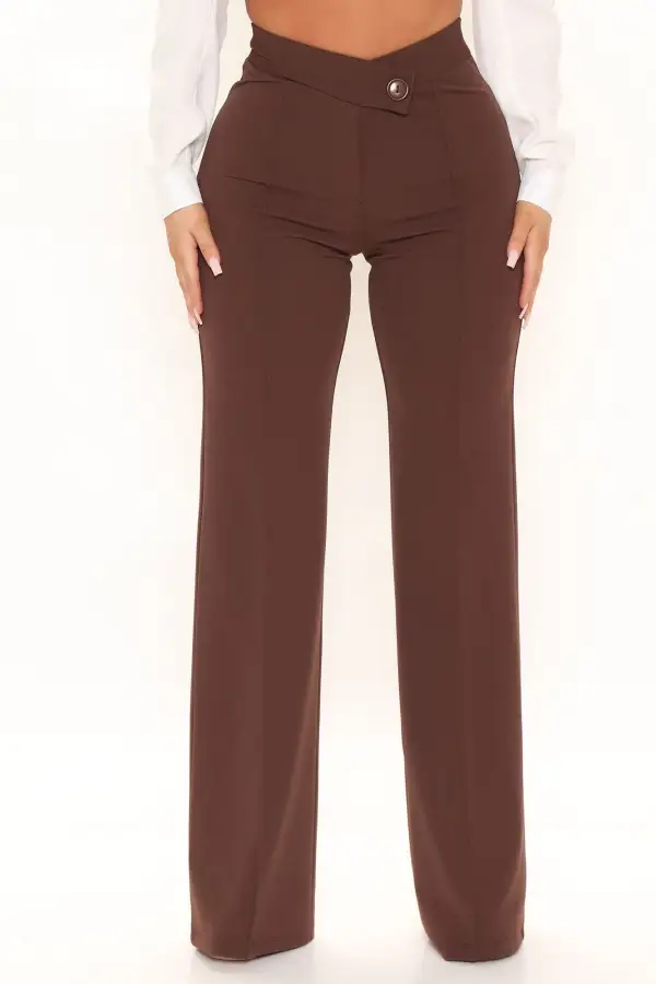 Call It Even Wide Leg Dress Pants - Chocolate