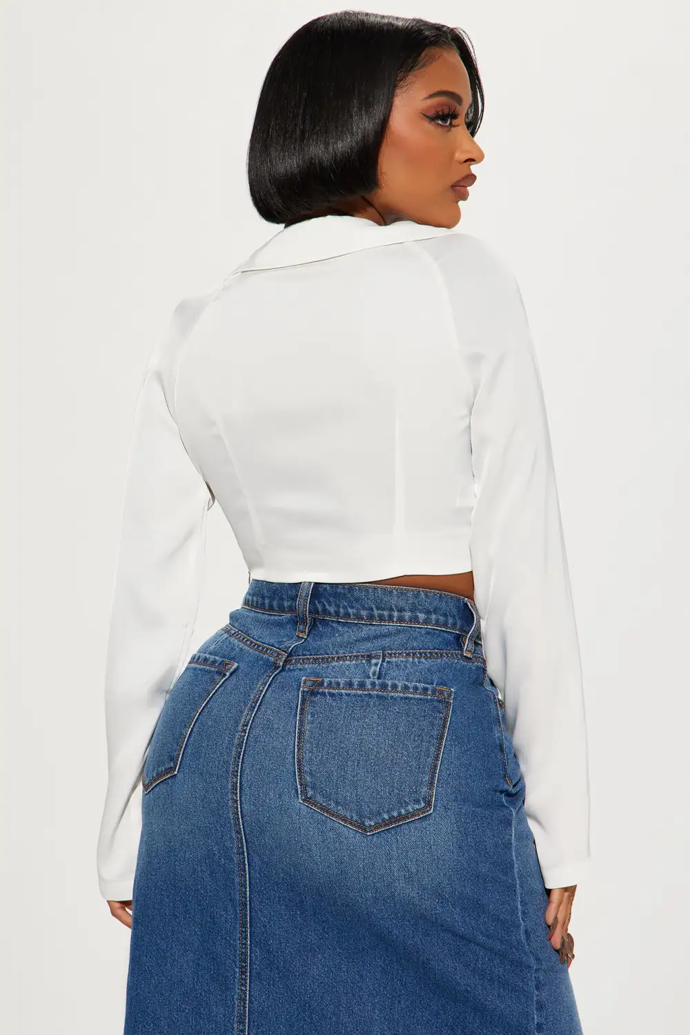Park Picnic Satin Blouse Top - White