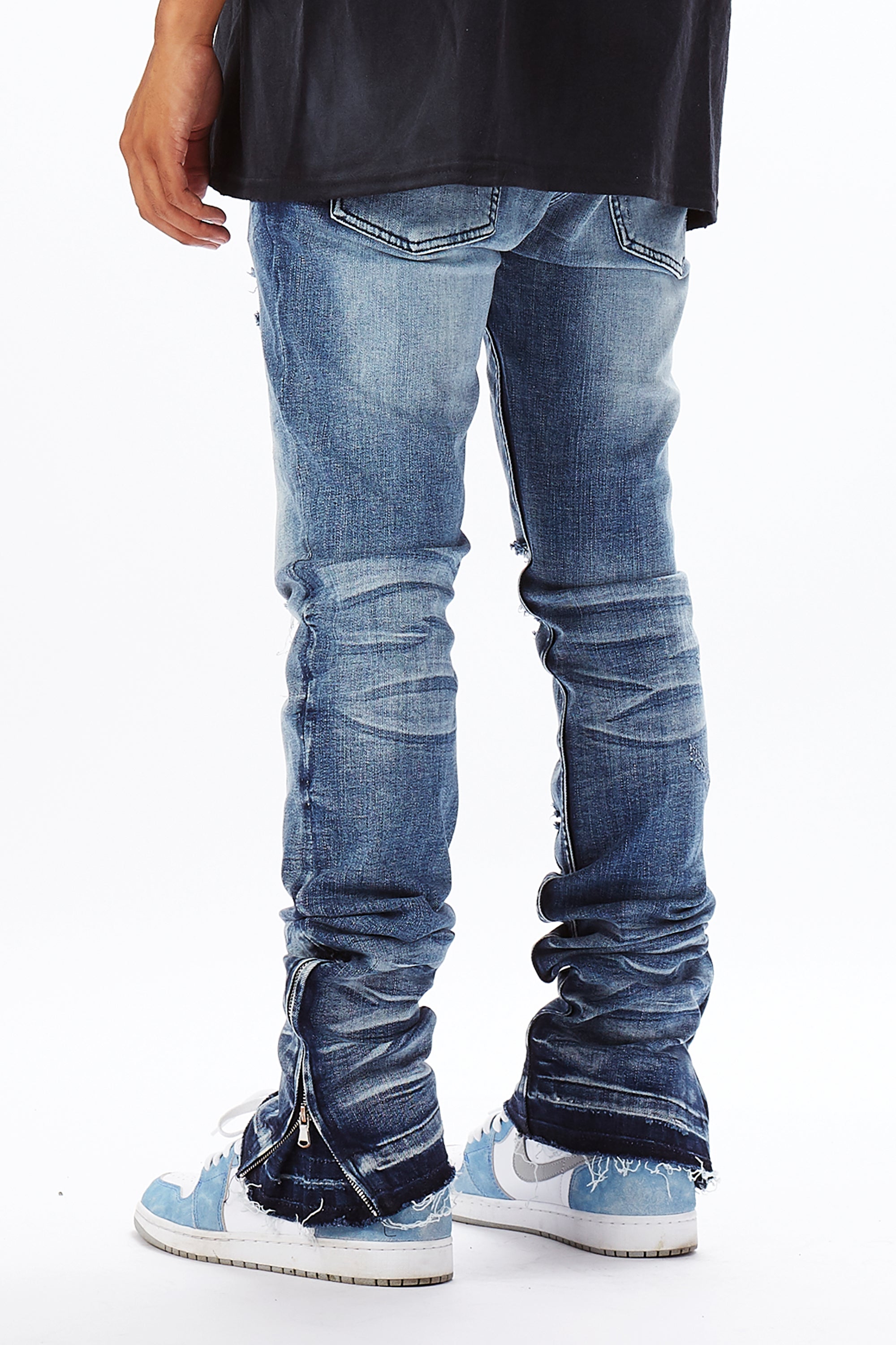 Jaymes Stacked Flare Jean-Blue