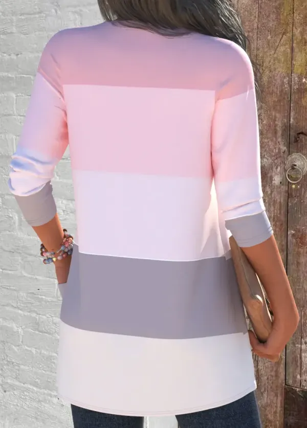 Pink Two Piece Striped Cardigan and Tank Top