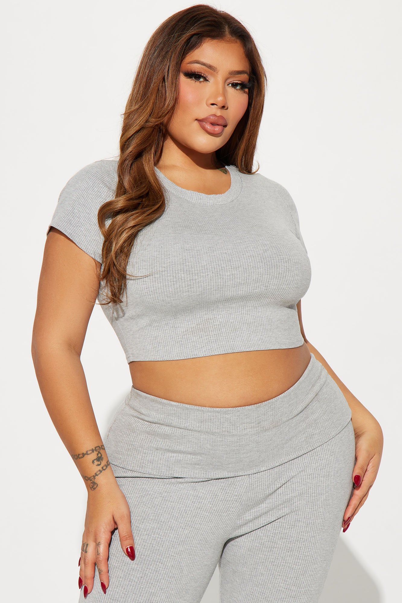 Tamara Snatched Pant Set - Heather Grey