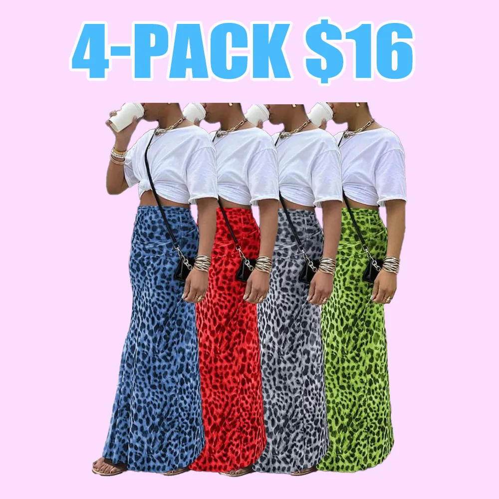 Women's Leopard Print High Waist Bodycon Skirt – Stylish Summer Casual Long Skirt