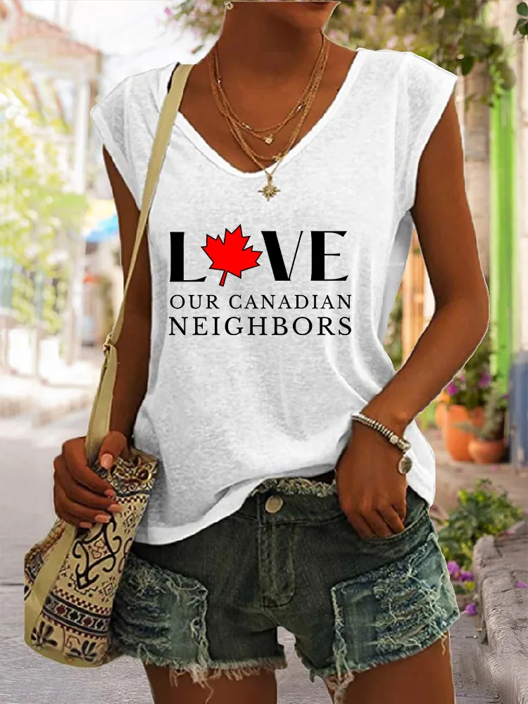 Women's Love Our Canadian Neighbors V-neck Vest