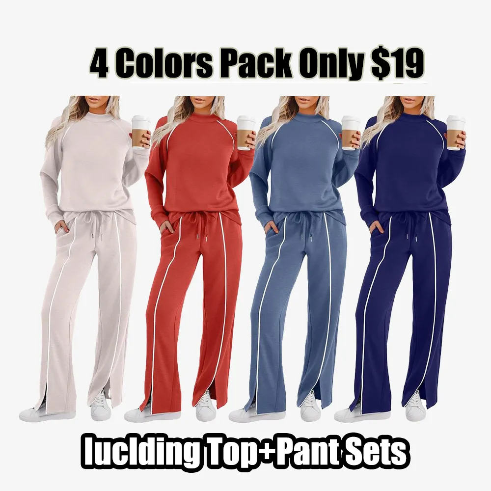 Women's 2 Piece Lounge Set  Wide Leg Pant Matching Sets