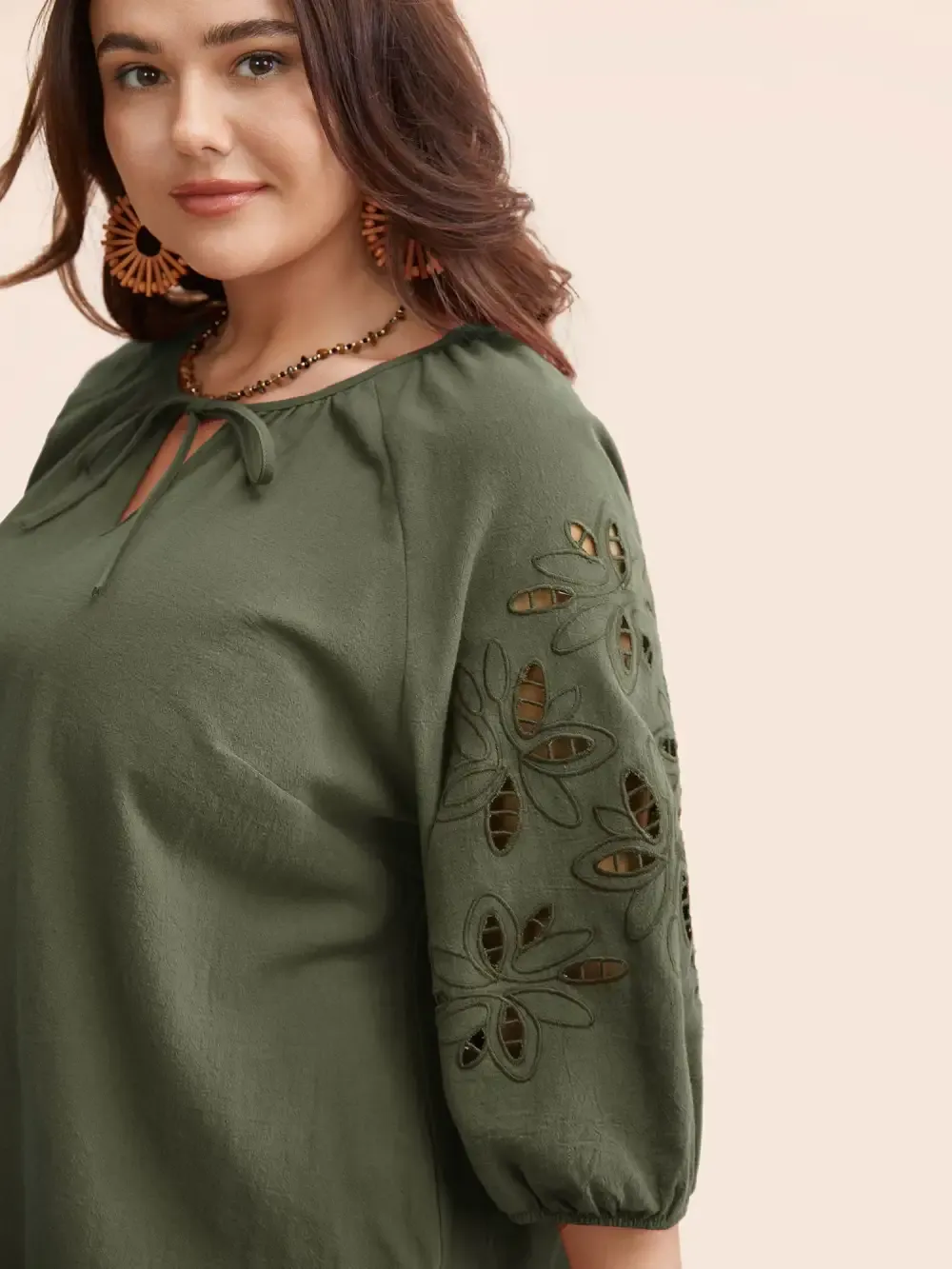 Broderie Anglaise Gathered Tie Knot Blouse